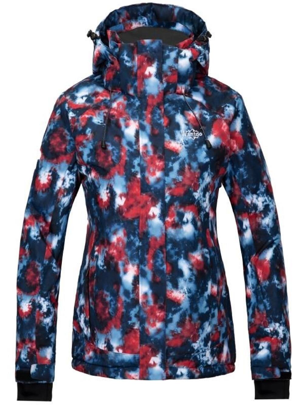 Wantdo Ski Jacket Women Sz XL Red White Blue Tie Dye